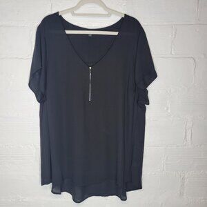 Torrid Women's Size 3 Shirt Top Black Sheer Zipper Neck
